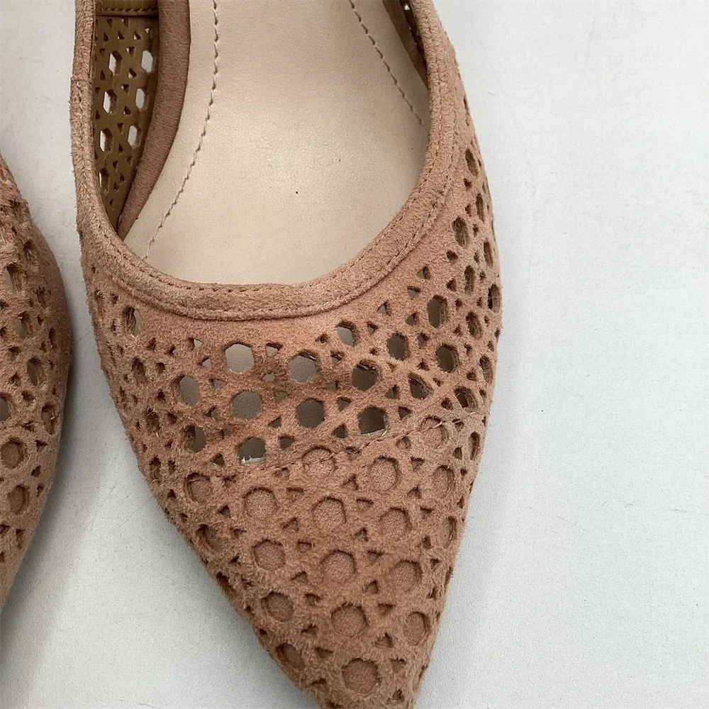 Alfani Womens Nude Beige Pointed Toe Kitten Heel Pumps Laser Cut Slip On